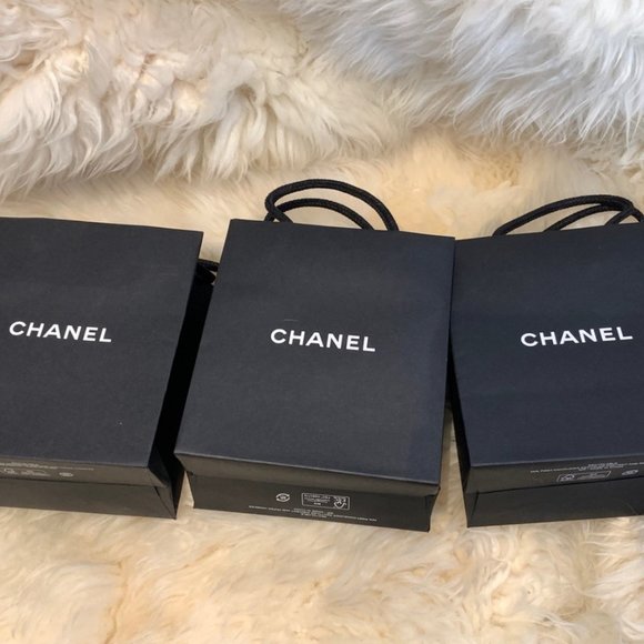 Set of 3 Chanel Shopping Bags Black authentic - Picture 2 of 3